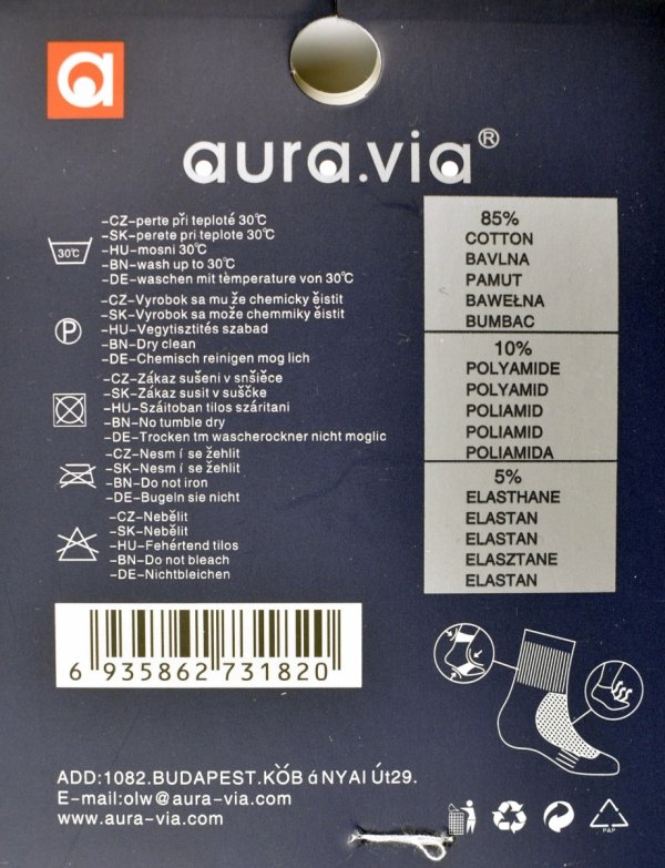 Bawełniane skarpetki Aura.Via zapewniają komfort nawet podczas długiego dnia. Elastyczne, oddychające i trwałe – stworzone dla aktywnych mężczyzn.