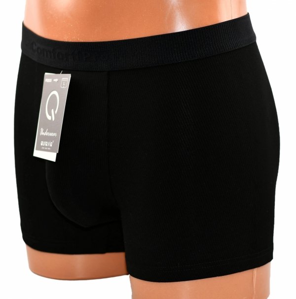 Czarne bambusowe bokserki prążkowane Aura.Via Comfort Pro, rozmiar XL