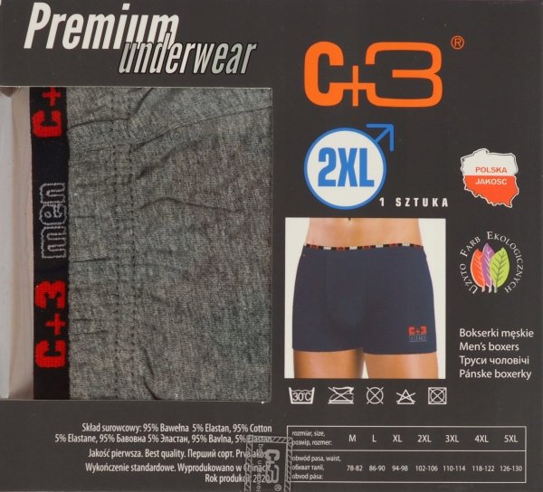 Bawełniane bokserki męskie, jakość firmy C+3 r XXL