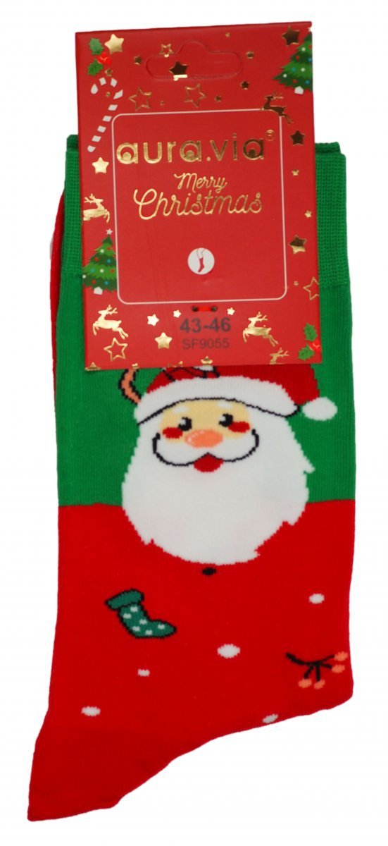Skarpetki bawełniane, motyw świąteczny. Śmieszny wzór :) Wykonane w rozmiarze 43-46 firmy Aura.Via