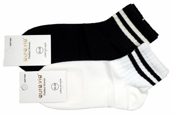 Zestaw 2 par klasycznych skarpet unisex z paskami–komfort i styl w jednym 35-38 AuraVia 