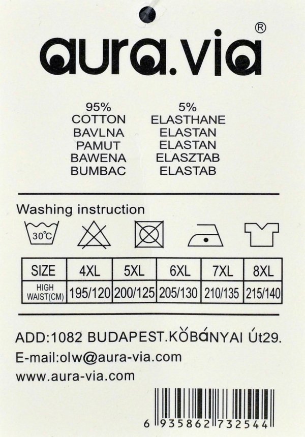 Męskie bokserki Auravia–prążkowana dzianina, elastyczne dopasowanie rozmiar 5XL