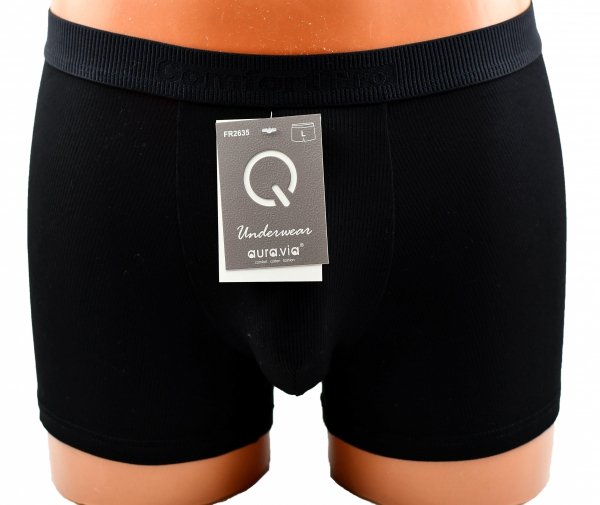 Czarne bambusowe bokserki prążkowane Aura.Via Comfort Pro, rozmiar 2XL