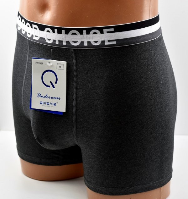 Aura.Via – ciemnoszare bokserki męskie z szeroką gumką GOOD CHOICE, rozmiar 3XL