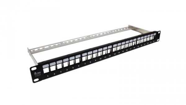 Patch panel 19 cali pusty, modularny 24 porty 1U z podporą niewyposażony PK020