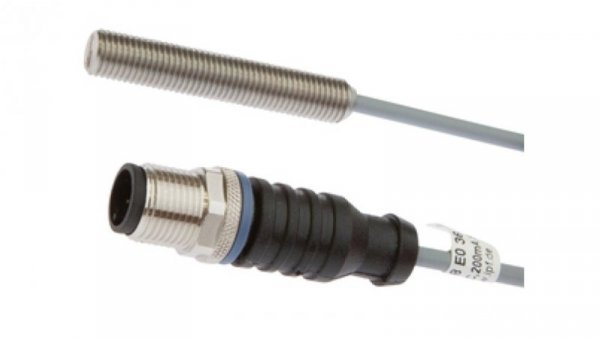 Czujnik indukcyjny w całości ze stali M8x1 dł: 45mm zabudowany Sn: 3 10-30 V DC PNP NO złącze kablowe M12 0,3 m PUR IC08E036