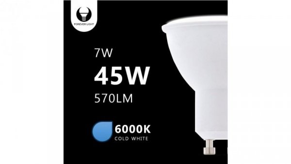 Żarówka LED GU10 7W 230V 6000K 570lm Forever Light RTV003442
