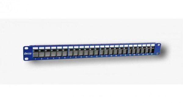Panel 19 24 x RJ45 UTP (1U) do gniazd beznarzędziowych nieekranowany nieuzbrojony niebieski z kolorowymi oznacznikami DCN/3012KX