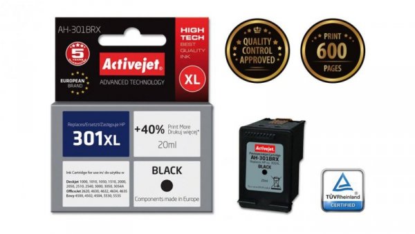 Tusz Activejet AH-301BRX (zamiennik HP 301XL CH563EE Premium 20 ml czarny)
