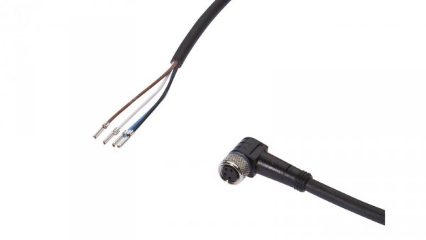Kabel konfekcjonowany jednostrony złącze M8 żeńskie 4-pinowe kątowe wolny koniec przewodu 4x0,34mm² 2m PUR 30V VK200371
