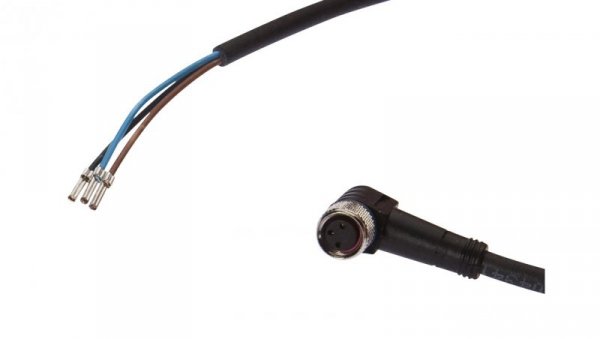 Kabel konfekcjonowany jednostrony złącze M8 żeńskie 3-pinowe kątowe wolny koniec przewodu 3x0,34mm² 10m PUR 250V -30-90 stC IP67