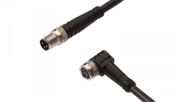 Złącze do samokonfekcjonowania M8 żeńskie 3-pinowe kątowe M8 męskie 3-pinowe proste 3x0,34mm² PUR 60V IP67 VK060F70