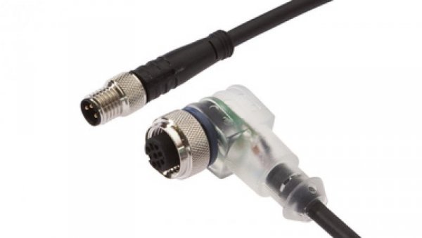 Złącze do samokonfekcjonowania M12 kątowe żeńskie 3-pinowe M8 męskie proste 3-pinowe 3x0,34mm² PUR IP67 wyświetlacz LED VK150F62