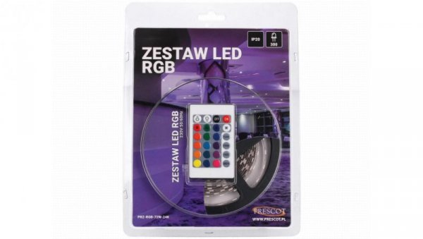 Zestaw led RGB 72W 300led 24key IP20 blister
