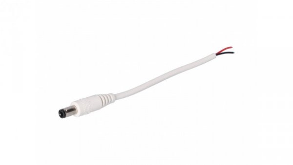 Wtyk DC 5.5x2.5 przewód biały 15cm 22awg