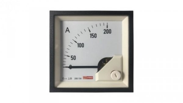 Amperomierz analogowy panelowy 200 (Scle) A, 200/5 (CT) A, 5 (Input) A AC -10C do +65C RS PRO