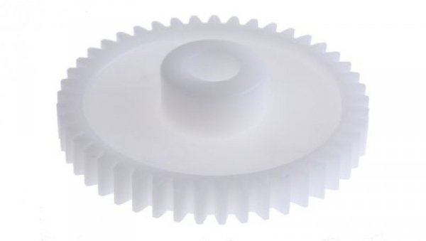 Koło zębate walcowe, moduł: 1, l.zębów: 45, śr. piasty: 16mm, śr. otworu: 8mm, POM