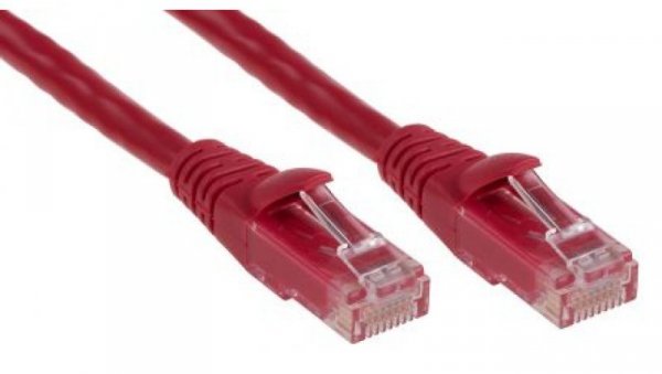 Kabel kategorii 6, Czerwony, Wtyk RJ45/męski RJ45dł.: 1m, mat. koszulki: PVC
