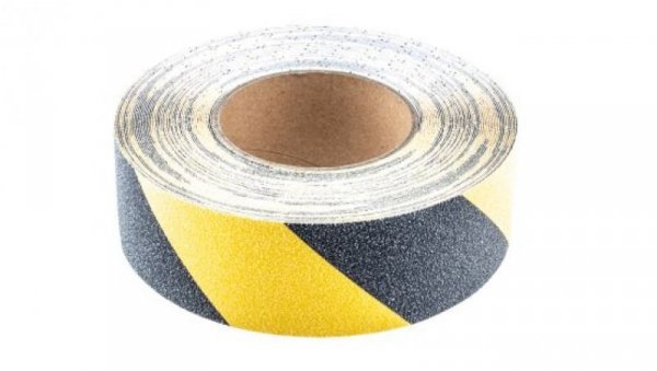 Taśma ostrzegawcza kolor: Czarny/żółty, materiał: Polietylen, 50mm x 18.3m, RS PRO