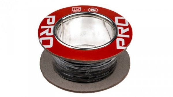 Przewód do urządzeń PTFE PTFE Czarny, 100m 0,12 mm² 7/0,15 mm, 300 V, -75→ +200 C., Ø 0.8mm, RS PRO BS3G210