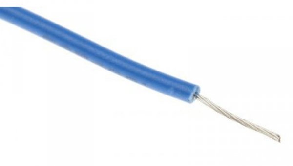 Przewód jednożyłowy linkowy, Przewód instalacyjny, 0,08 mm², 7/0,12 mm, 28 AWG, PVC, 300 V, Niebieski, dł. 100m, RS PRO