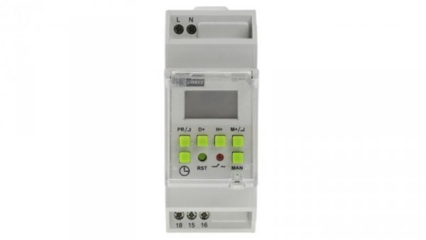 Przełącznik czasowy DIN Cyfrowy przełącznik impulsowy 1-kanałowy 110→ 240 V AC RS PRO