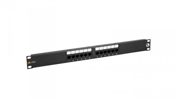 Patch Panel Solarix 12 x RJ45 CAT5E UTP 150 MHz czarny 1U SX12-5E-UTP-BK