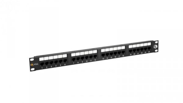 Patch Panel Solarix 24 x RJ45 CAT5E UTP 150 MHz czarny 1U SX24-5E-UTP-BK