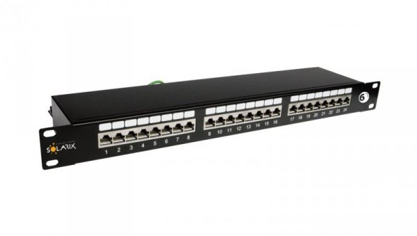 Patch panel Solarix 24 x RJ45 CAT6 STP czarny 1U SX24-6-STP-BK