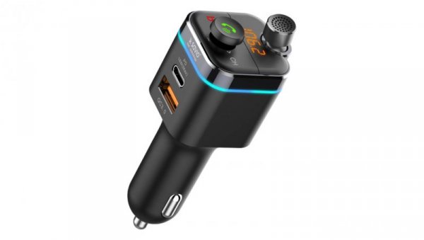 SAVIO TRANSMITER FM SAMOCHODOWY Z FUNKCJĄ BLUETOOTH 5.0 QUICK CHARGE 3.0 ORAZ POWER DELIVERY, WYŚWIETLACZ LED, FUNKCJ BASS BO