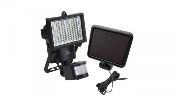 Solarny naświetlacz LED z czujnikiem ruchu Maclean Energy IP44, 6W, 360lm, 6000K zimna biała, akumulator Li-ion 2400 mAh, 5,5V D
