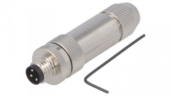 Złącze okrągłe M8 męskie proste ekranowane na zacisk 3pin 60V T4011019031-000