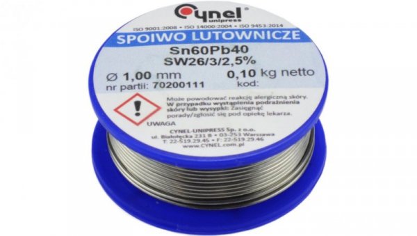 CYNEL UNIPRESS Cyna 1,00mm 100g Sn60Pb40 SW26/3/2.5 spoiwo lutownicze PROFESSIONAL