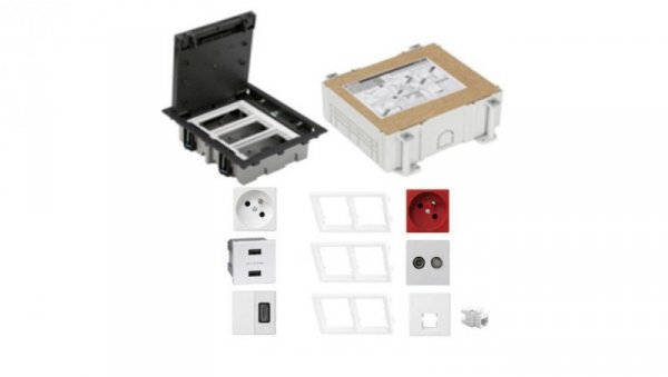 KONTAKT SIMON FLOOR BOX puszka podłogowa 1x gniazdo z/u + 1x DATA +1x RTV-SAT+ 1x gniazdo RJ45 kat.6 + 1x gniazdo HDMI + 1x USB