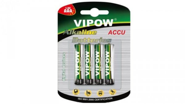Bateria alkaliczna LR03 AAA 1,5V Vipow BLISTER 4szt.