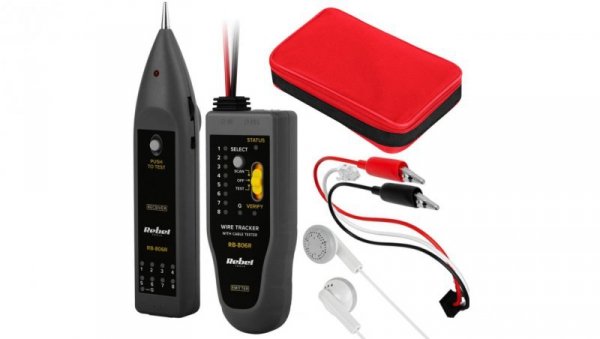 Szukacz par przewodów WIRE TRACKER z testerem kabli RJ45 REBEL RB-806R