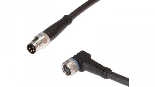 Kabel połączeniowy, 0,6 m, M8 żeński (gniazdo) 4-pinowy kątowy, M8 męski (złącze) 4-pinowy prosty, VK060F71