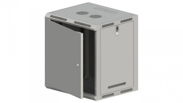 Szafa rack wisząca 19 cali 15U 600x500, niedzielona, drzwi metalowe, kolor szary FLAT PACK