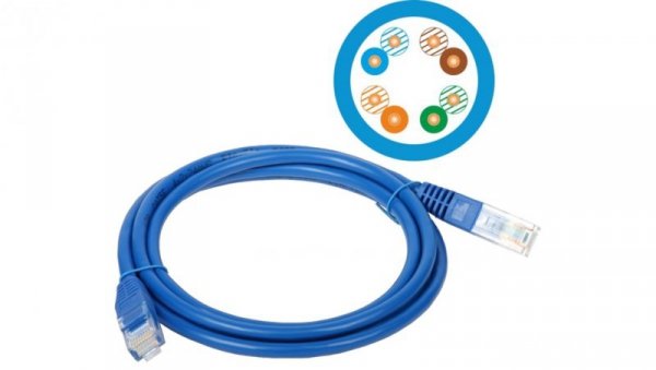 Patch-cord U/UTP kat.5e PVC 3.0m niebieski KKU5NIE3