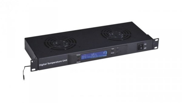 Panel wentylacyjny 19 1U, 2 wentylatory, cyfrowy, kolor czarny SA-F-1U-2-T2-C