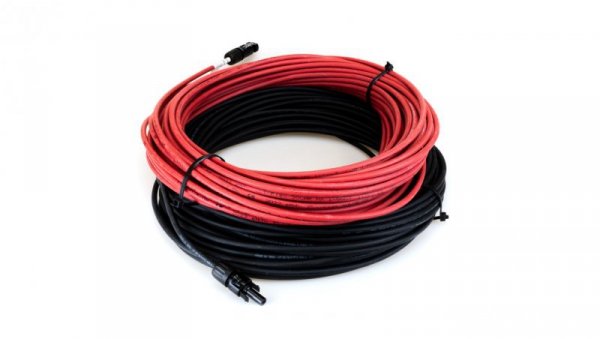 SET 6mm2 Kabel fotowoltaiczny Czerwony Czarny MC4 + WTYCZKA PV 2x50m
