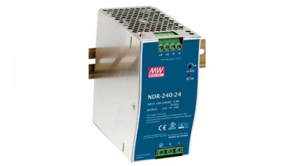 Zasilacz impulsowy AC/DC na szynę DIN 240W 90-264VAC Uwyj 48VDC 5A PFC aktywne NDR-240-48