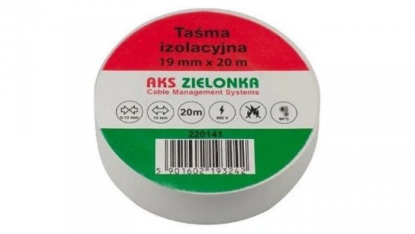 Taśma izolacyjna 19mm/20m biała AKS