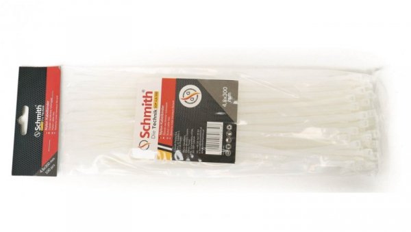 Trytki opaski zaciskowe kablowe 4,8x300 100szt nylonowe Schmith