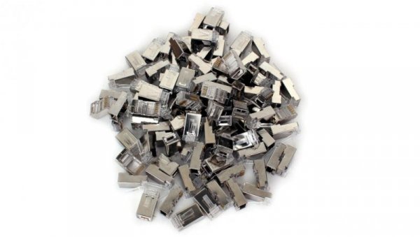 Wtyk sieciowy przelotowy RJ45 kat. 6 8P8C, ekranowany, 100 szt. (GF-RJ45-6FTP-100-P) GETFORT