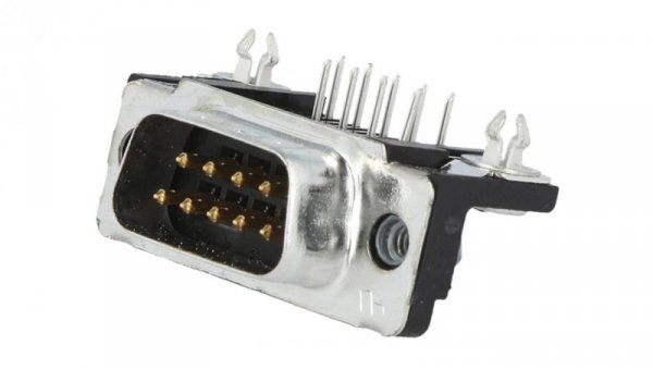 D-Sub 9-pin gniazdo żeńskie kąt 90 THT UNC4-40 0,76um 3-106505-2