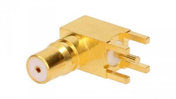 Gniazdo QMA żeńskie kątowe 90 50 THT na PCB teflon złocony 1408337-1