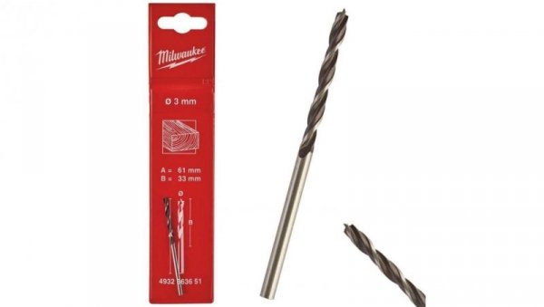 Wiertło do drewna świder 3x33/60mm MILWAUKEE
