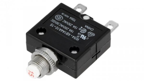 Wyłącznik nadprądowy 250VAC 50VDC 15A SPST-NC na panel 1423674-8