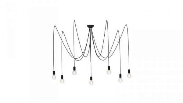 Nowodvorski lampa wisząca SPIDER E27 x 7 Przewód w oplocie Stal lakierowana Czarny ~220-230 V MAX: 7x60W